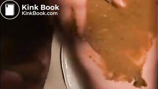Woman smearing shit on her body