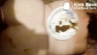 Fucking my SSBBW friend with a plate of my shit on her back after smearing