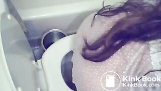 Girl pooping toilet 2