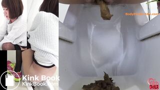 Japanese girl with hairs on anus poops for us