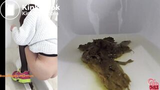 Japanese girl with hairs on anus poops for us