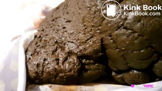 beautiful sexy blonde with mask pooping and peeing