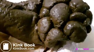 beautiful sexy blonde with mask pooping and peeing