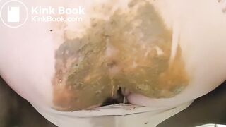 beautiful sexy blonde with mask crapping and peeing