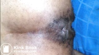 Hairy girl shitting an hard turd