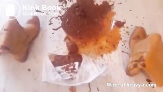beautiful and sexy blonde with a mask has diarrhea