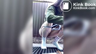 German Girl Backyard Poop w/ Slight Gape