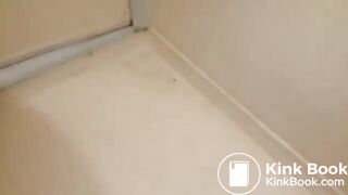 Girl having diarrhea in the toilet