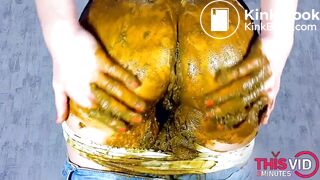 WOW! Looks so nice! Jeans Shitting with Lace Panties Anal Fingering