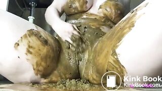 sexy chubby naked blonde poops pees masturbates