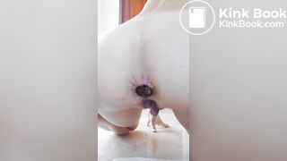 Skinny brunette teen shits