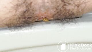 Taiwanese Guy With Hairy Ass Pushing His Shit Out (Close-Up)