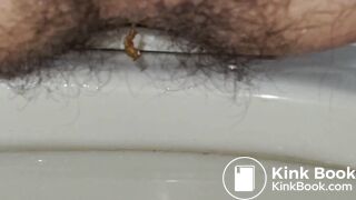Taiwanese Guy With Hairy Ass Pushing His Shit Out (Close-Up)