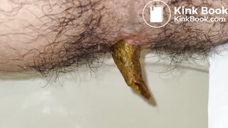 Taiwanese Guy With Hairy Ass Pushing His Shit Out (Close-Up)