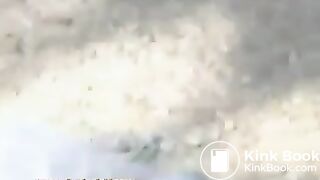 Beautiful girl shitting on the road