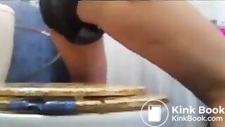 pooping black panties