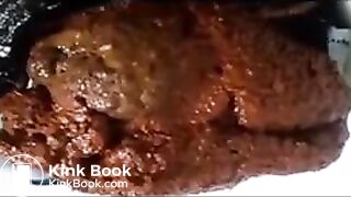 pooping black panties