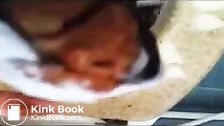 pooping black panties