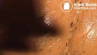 she shits in her hand and smear it all over her chubby body