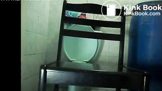 Woman poops from the chair