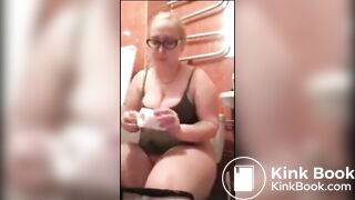 girl pooping on toilet