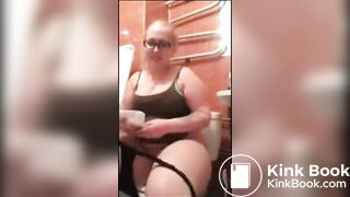 girl pooping on toilet