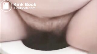 Hairy BBW Pooping Over Toilet