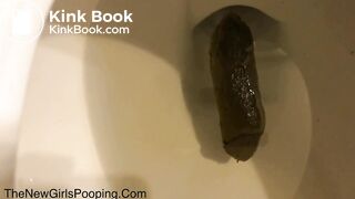 Pushing out a nice firm turd over the toilet for us