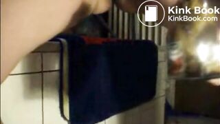 Big lady shitting in a jar