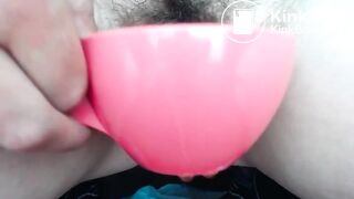 cute naked blonde pooping and peeing