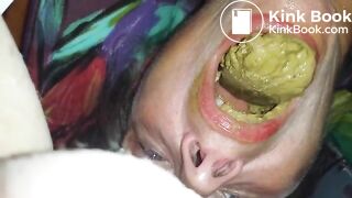 Amateur scat pooping eating wife