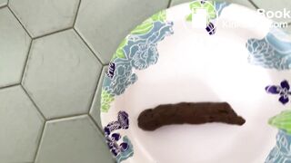 Chubby Girl Shitting on Plate
