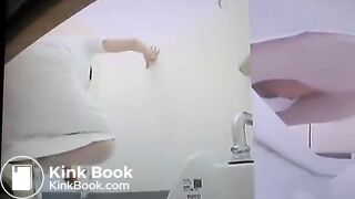 japanese nurse makes a mess in toilet