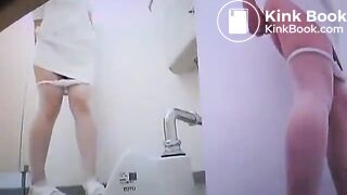 japanese nurse makes a mess in toilet