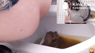 Hot schoolgirl pushing big turd