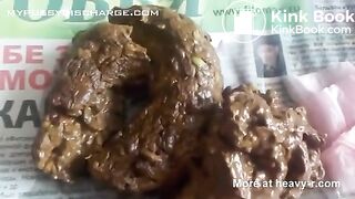 Big shit from a sexy milf's asshole