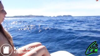 GIrl pee off boat into sea