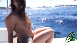 GIrl pee off boat into sea