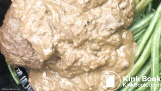 A black chick pooping in her car.