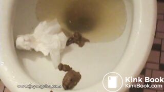Sexy girl shits over the toilet for us
