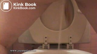 Sexy girl shits over the toilet for us