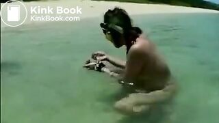 (SMEARING) (VINTAGE) Japanese Lesbians Skinny Dip and Shit in the Ocean