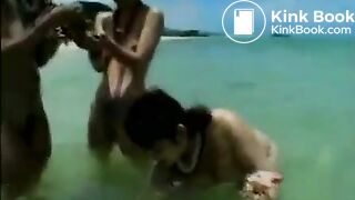 (SMEARING) (VINTAGE) Japanese Lesbians Skinny Dip and Shit in the Ocean