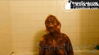Scat blonde full body shit smear with saved loads