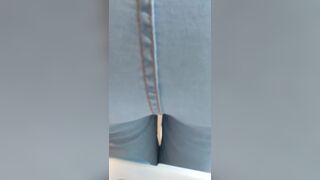 cute girl fills her blue jeans