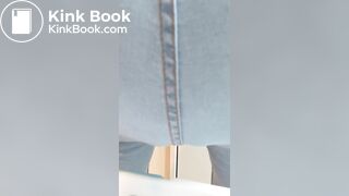 cute girl fills her blue jeans