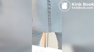 cute girl fills her blue jeans