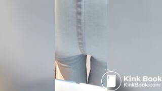 cute girl fills her blue jeans