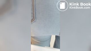 cute girl fills her blue jeans