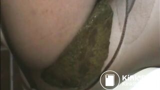Messy shit in pantyhose